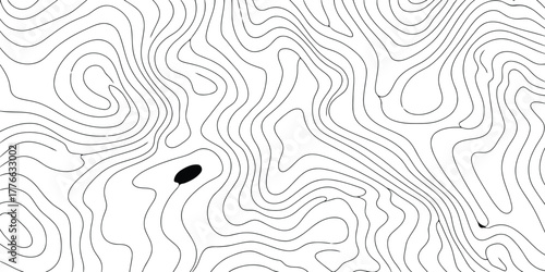 Black Wavy Contour Lines Mimicking Topography on a White Background abstract pattern