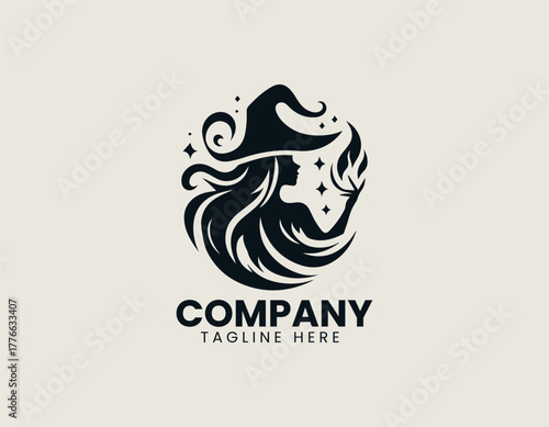 Nature Witch black vector logo illustration