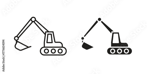 Excavator icon line. eps 10 vector illustration
