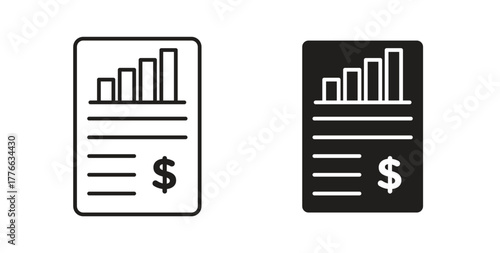Financial report icon line. eps 10 vector illustration
