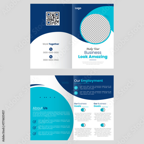 company profile brochure template layout design, double-sided, bi-fold, tri-fold, 6 pages corporate brochure design template, Minimal Business Brochure template design