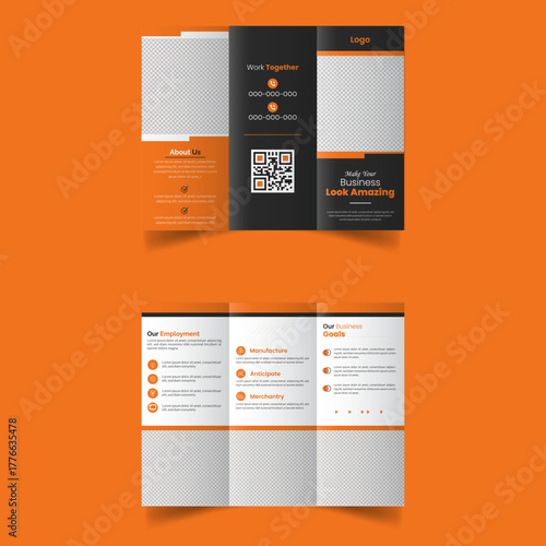 company profile brochure template layout design, double-sided, bi-fold, tri-fold, 6 pages corporate brochure design template, Minimal Business Brochure template design