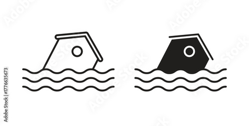 Flood icon line. eps 10 vector illustration