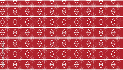 Red and White Geometric Christmas Seamless Pattern Background | Festive New Year Decorative Design