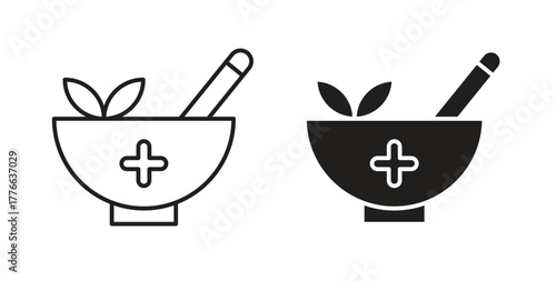 Herbal medicine icon line. eps 10 vector illustration