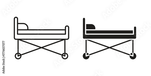 Hospital bed icon line. eps 10 vector illustration
