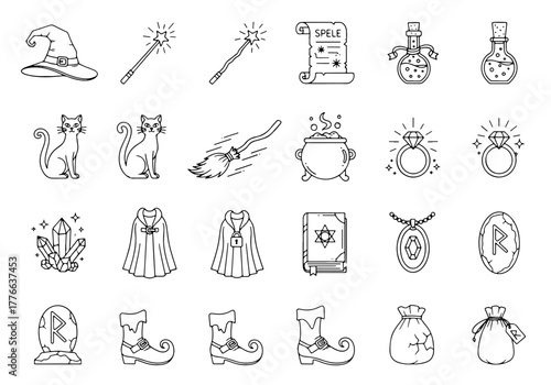 Witch Accessories Icon Set