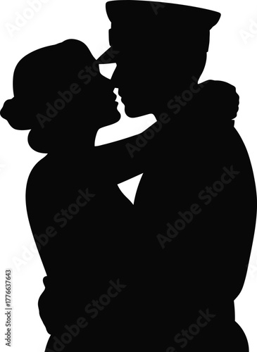 Couple embracing silhouette embrace love