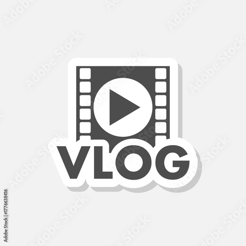 Video blog or Vlog logo sticker isolated on gray background
