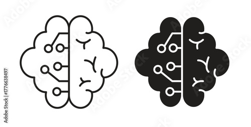 Machine learning icon line. eps 10 vector illustration