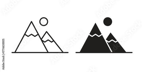Mountain icon line. eps 10 vector illustration