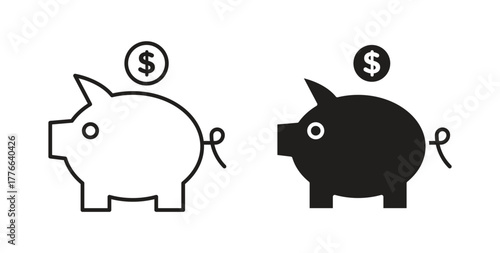 Piggy bank icon line. eps 10 vector illustration