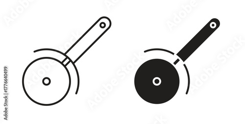 Pizza Slicer icon line. eps 10 vector illustration