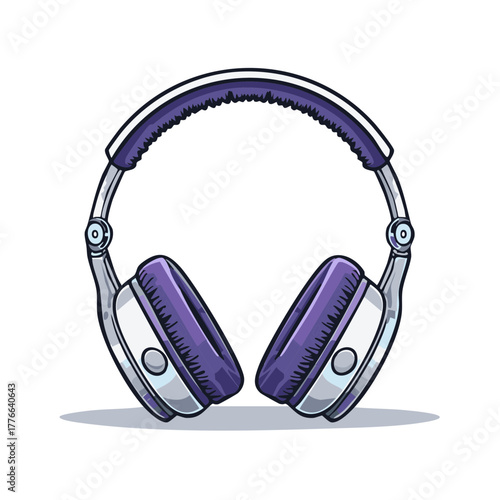 Purple and Silver Over-Ear Headphones, Music Accessory, Audio Listening Device