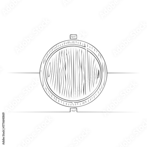 Hand drawn sketch of a wooden barrel for aging wine beer or whiskey