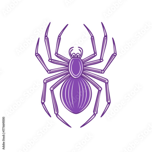 Stylized Spider Illustration: Purple Arachnid with Eight Legs in Vector Design