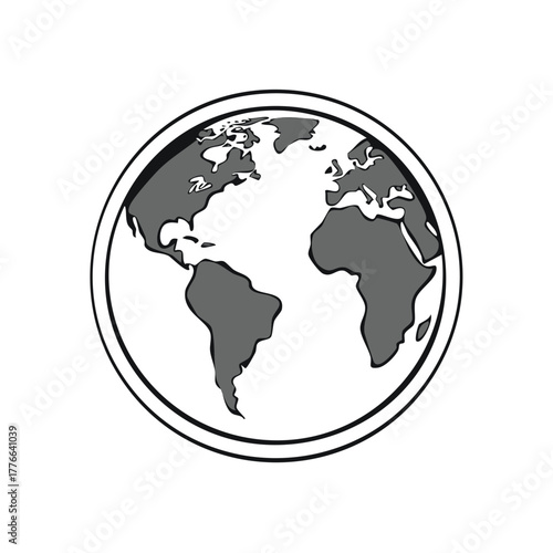 Stylized Globe Featuring Continents Africa Europe and Americas Illustration