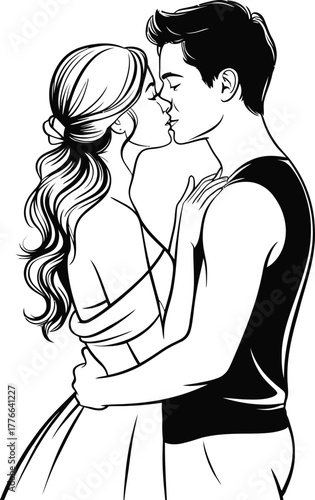 Couple kissing embrace love romance