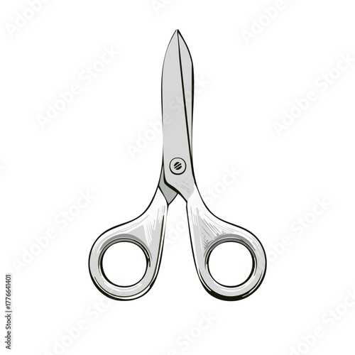 Classic grey metal scissors sharp blades essential cutting tool for crafts and office
