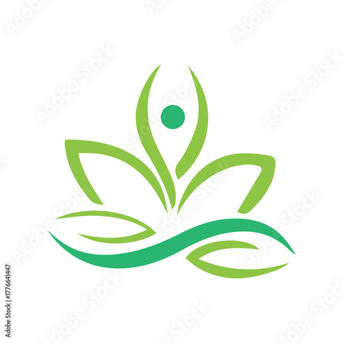 Wellness Lotus Person or human yoga vector Icon design-colorful art