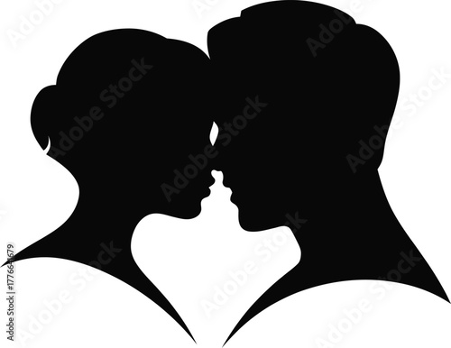 Couple silhouette facing each other love romance