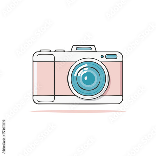 Illustrated Camera with Pink and Blue Accents for Photography Concepts