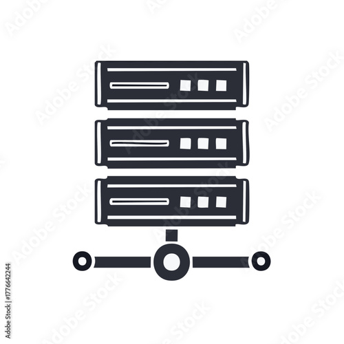 Network server data technology hosting system symbol black and white illustration