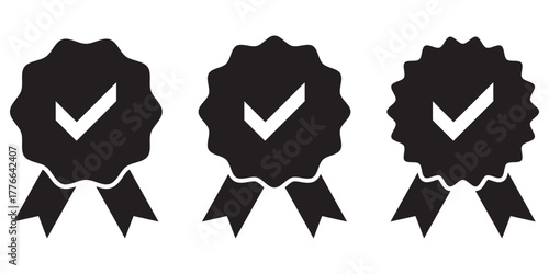 Accreditation icon. Set the company's product quality certificate is compliant the check mark symbol represents the standard quality control. approval icon. certified badge icon.