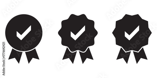 Accreditation icon. Set the company's product quality certificate is compliant the check mark symbol represents the standard quality control. approval icon. certified badge icon.