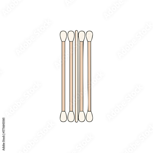 Five Cotton Swabs Lined Up Vertically Ready for Use