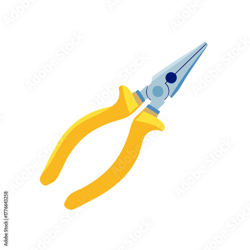 Illustration of Long Nose Pliers with Yellow Grips for Electronics and Crafts