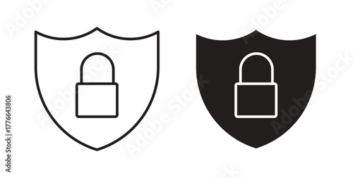 Shield lock icon line. eps 10 vector illustration