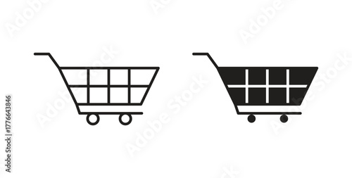 Shopping trolley icon line. eps 10 vector illustration