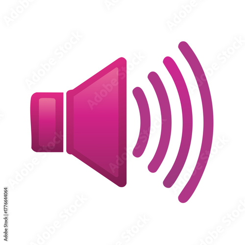 Vibrant Pink Volume Icon Emitting Sound Waves Representing Audio and Multimedia Broadcast