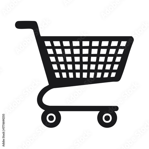Black Shopping Cart Symbol for Retail Purchase Activities and E Commerce Businesses