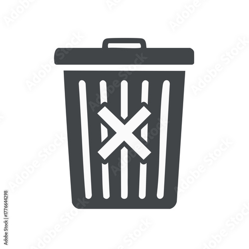 Trash can icon with a white cross symbol indicating deletion or removal