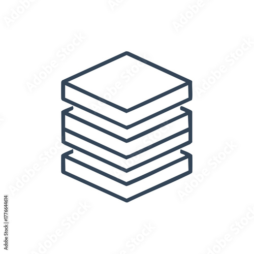 Stacked Layers Isometric Outline Concept, Multi-Layer Structure Icon