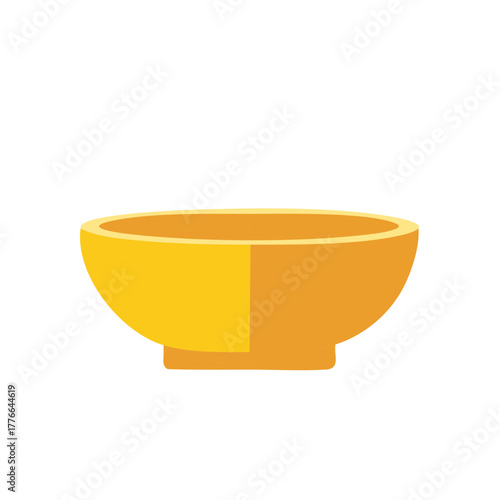 Simple Yellow and Orange Bowl Icon with Flat Design Style