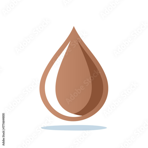 Brown liquid drop with subtle sheen and shadow symbol design