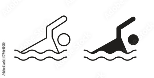 Swimming icon line. eps 10 vector illustration