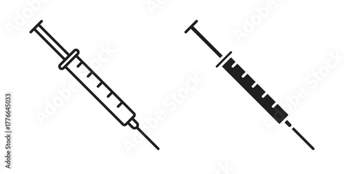 Syringe injection icon line. eps 10 vector illustration