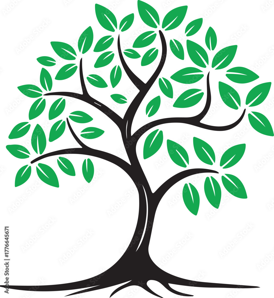 Obraz premium abstract tree with green leaves vector