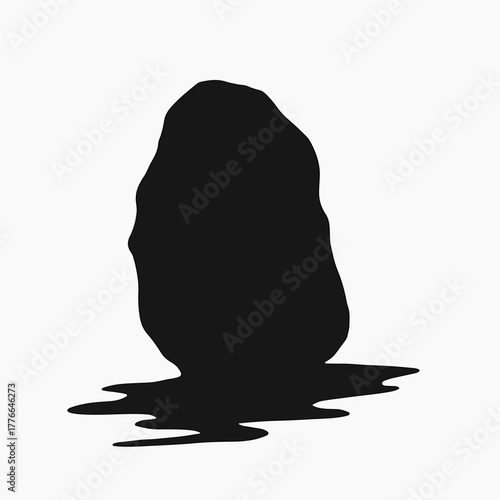 Silhouette of the stone rolled away from the empty tomb. Biblical story of the resurrection of Jesus. Minimalist Christian symbol for Easter