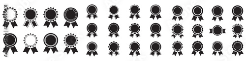 ribbon vector set. award badge. Vector Black silhouettes. with white background