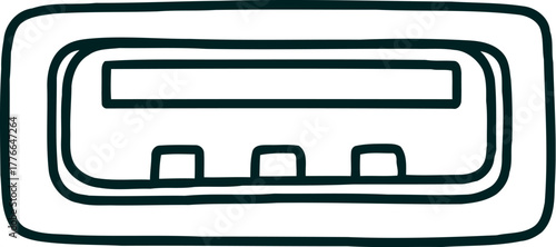 Simple hand drawn sketch of a usb type a port