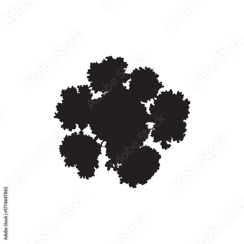 Circular Top View Tree Silhouette Vector