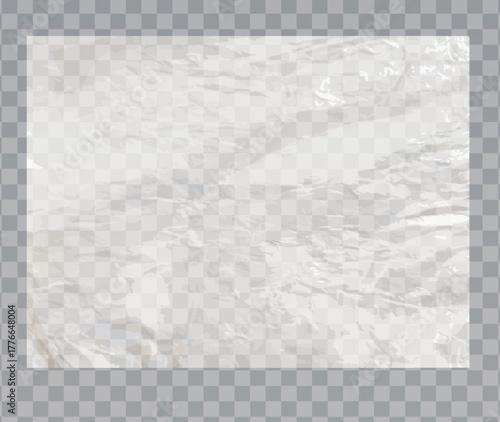 White Wrinkled Cellophane Plastic Vector Overlay