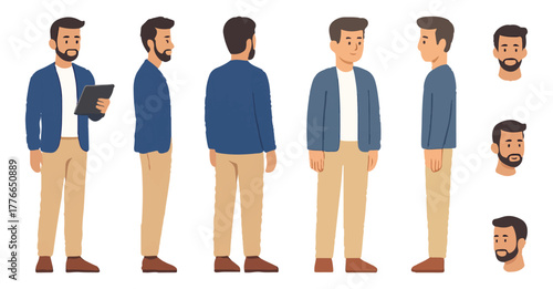 Male Character Turnaround Sheet for Animation and Design

