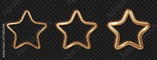 Realistic gold 3D star. Metal badge icon award. Shiny trophy vector isolated design