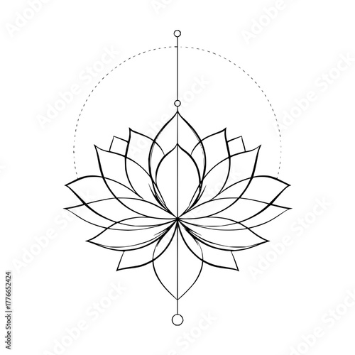 Geometric sphere illustration with intricate line work creating a complex spherical structure design element